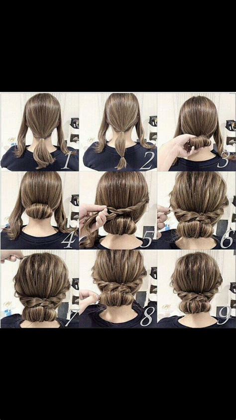 Easy braided ponytail 'do for medium length. Easy updo for medium length hair | Penteados fáceis ...