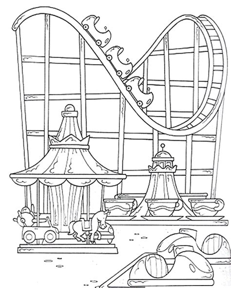 Stats on this coloring page. Carousel and Roller Coaster in Disney Parks Coloring Sheet ...