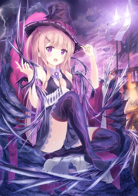 905 purple eyes hd wallpapers background images. Wallpaper : 1235x1750 px, anime girls, blonde, highs, lightning, magic, original characters ...
