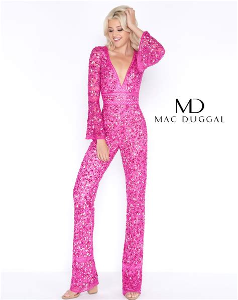 Creating collections since 1985 that blend edgy modernism & classic sophistication. 4581A - Mac Duggal Dress (With images) | Fancy jumpsuit, Hot pink jumpsuits, Pink jumpsuits outfit