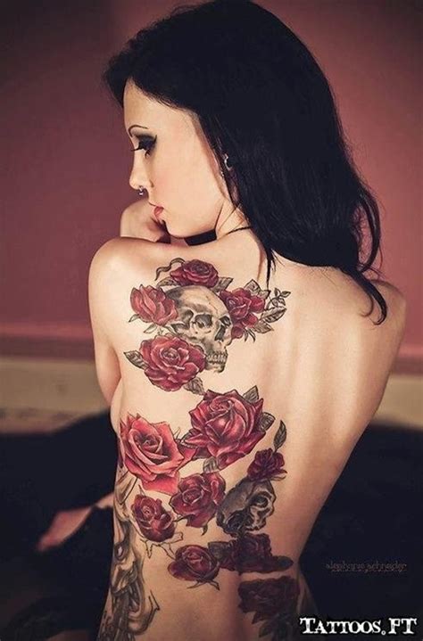 The beautiful rose flower against the bony visage symbolizing death and danger. 50 Cool Skull Tattoos Designs - Pretty Designs