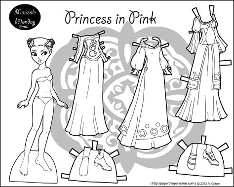 Paper doll coloring page today we have margot and apparently she'd decided to become a brigand and rob from either the rich or the poor. Three Marisole Monday Paper Dolls in Black and White ...