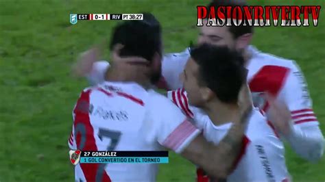 Luis gonzalez of river plate celebrates. Gol Lucho Gonzalez | Estudiantes LP 0 - River 1 - Fecha 21 ...