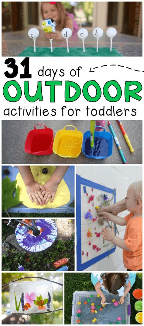 Here are 20 fun and simple activities for toddlers that will keep them engaged and busy with sensory, fine motor, problem solving and curiosity! 31 Days of Outdoor Activities for Toddlers - I Can Teach ...