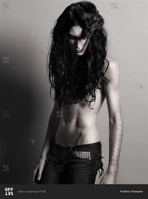 I prefer fringes over tying or growing hair. Androgynous male model - Offset Collection stock photo ...