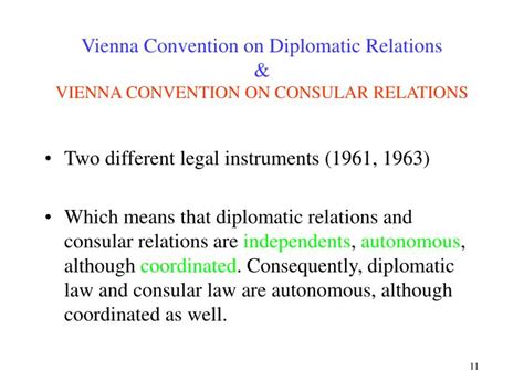 The vienna convention on consular relations defines a framework for consular relations between sovereign states. PPT - Diplomatic and Consular Law PowerPoint Presentation ...