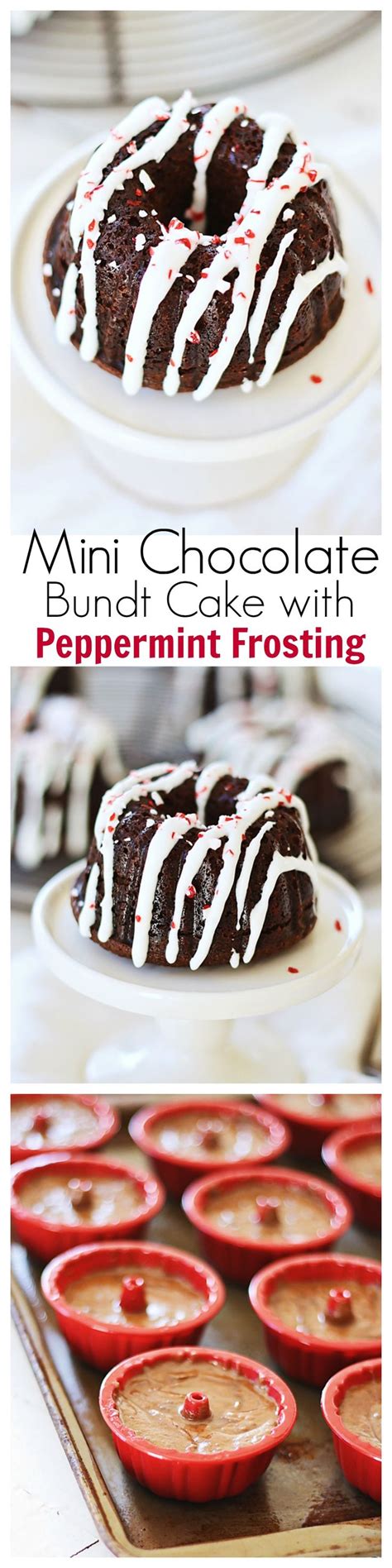 More dairy free cake recipes Mini Chocolate Bundt Cakes with Peppermint Frosting