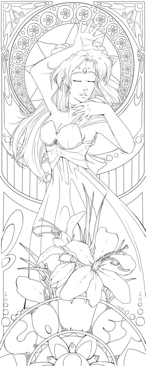 A comet coloring page to color, print or download. Princess Comet Nouveau - Lineart by ~Hinderence on ...