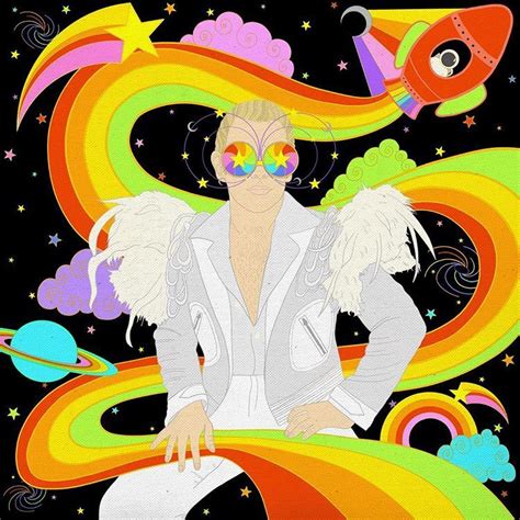 On such a timeless flight. elton john. Rocket man, burning out his fuse up here alone 🚀 🌈 | Male art, Illustration, Instagram