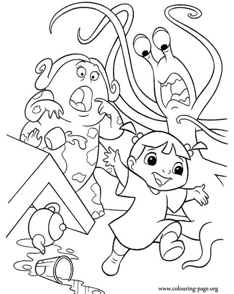 Print, color and enjoy these monsters inc coloring pages! Monsters, Inc. - Boo is discovered in the restaurant ...