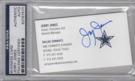 We offer the widest range of business card printing options in the dallas area Jerry Jones Autographed Football Cards