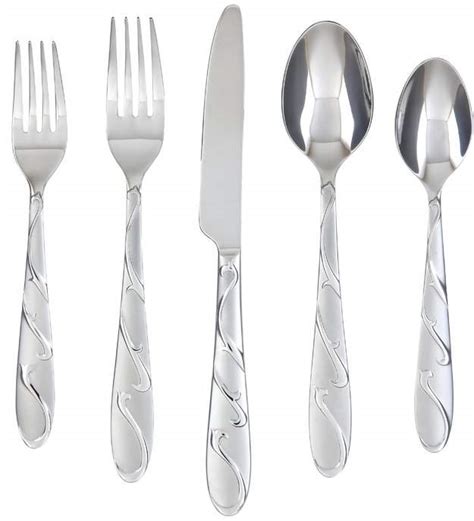 A basic set of stainless steel flatware can run as low as $20 for a set of six table settings and go up from there; Farberware Chipotle Sand 20 Piece Flatware Set, Service ...