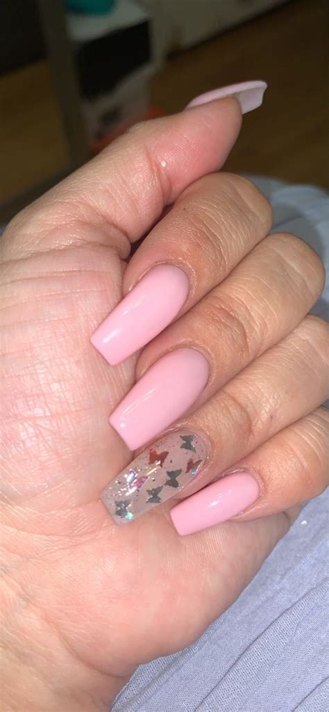 Try it out and see how much you love it. Butterfly Accent Nail in 2020 | Baby pink nails acrylic ...