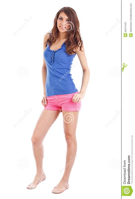 Amazed beautiful woman with blue towel on hair and. Full body young woman stock image. Image of fashion, full ...