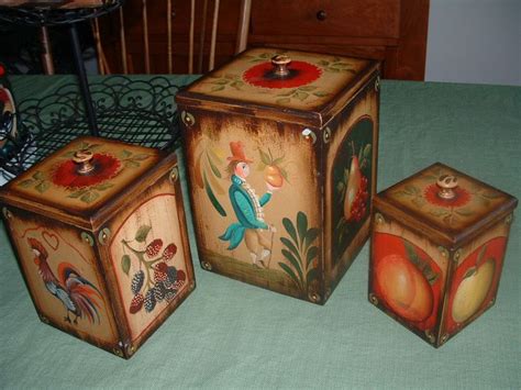 Shop with confidence on ebay! Just had to have a set of wooden kitchen canisters painted ...