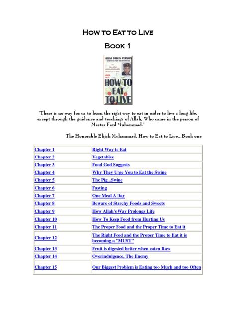 May 12, 2009 · eat some spinach, but do not become an habitual spinach eater. How to Eat to Live by Elijah Muhammad | Eating | Breads