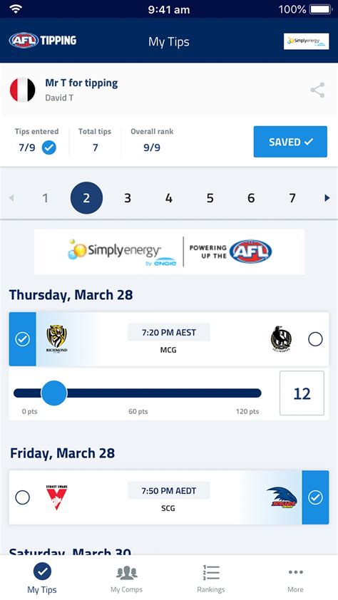 Afl tipping spreadhsheet with formulas to automatically calculate each person's tally. Brand new AFL Tipping App is here