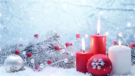 Christmas, New year, candle, balls, fir-tree, snowflakes ...