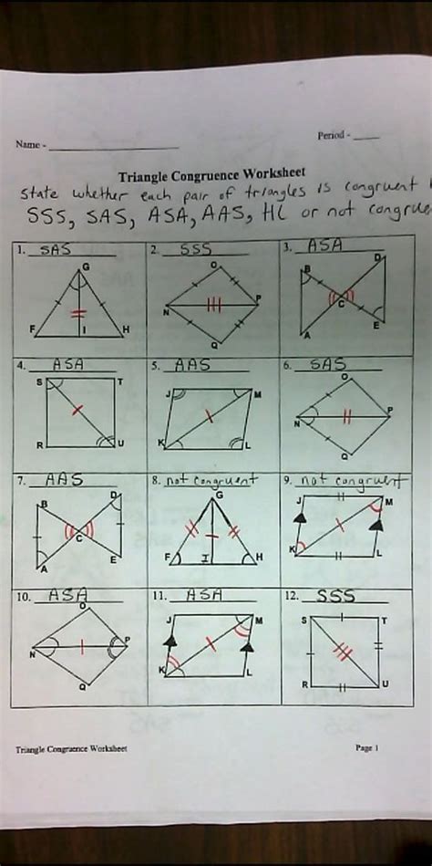 Some of the worksheets for this concept are 4 s sas asa and aas congruence, congruence statements 1, similar triangles work answers, geometry smart packet triangle proofs. Triangle Congruence Practice Worksheet Geometry All Mrs Redmond S Math Blog & Distance Learning ...