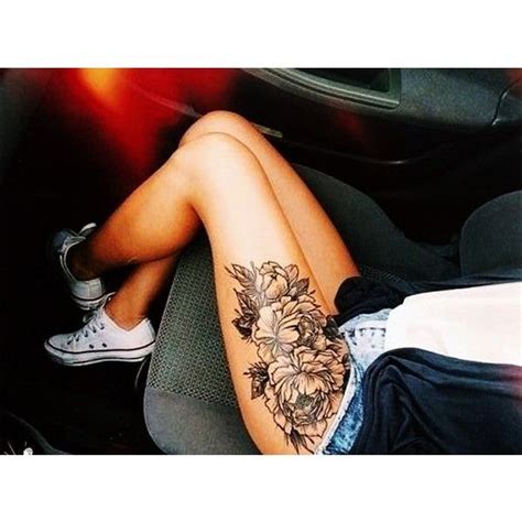 Not only do your thighs provide one of the best areas for larger designs, but tattoos in this area are also low on the pain scale, and easily covered by clothes if needed. Pin on My Polyvore Finds