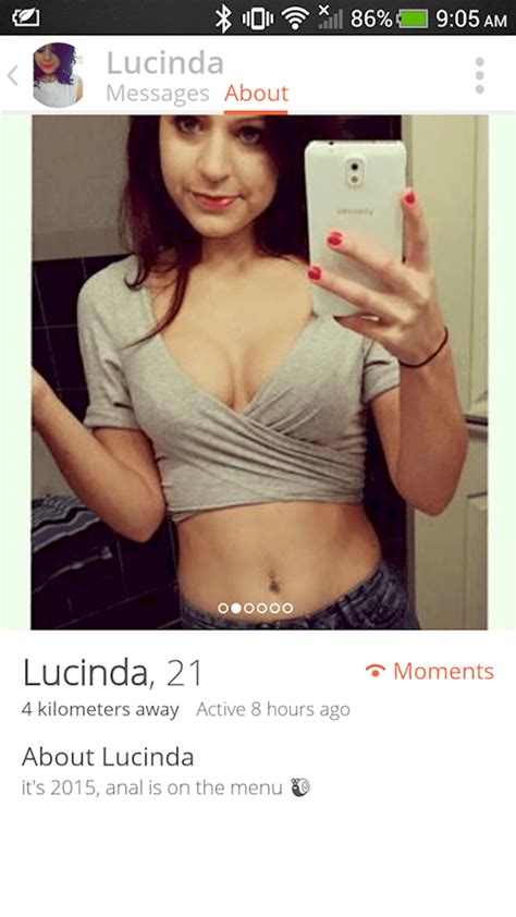 • there are 2x as many men as women on tinder. 13 Girls' Tinder Profiles That Are Hilariously Crude Or ...