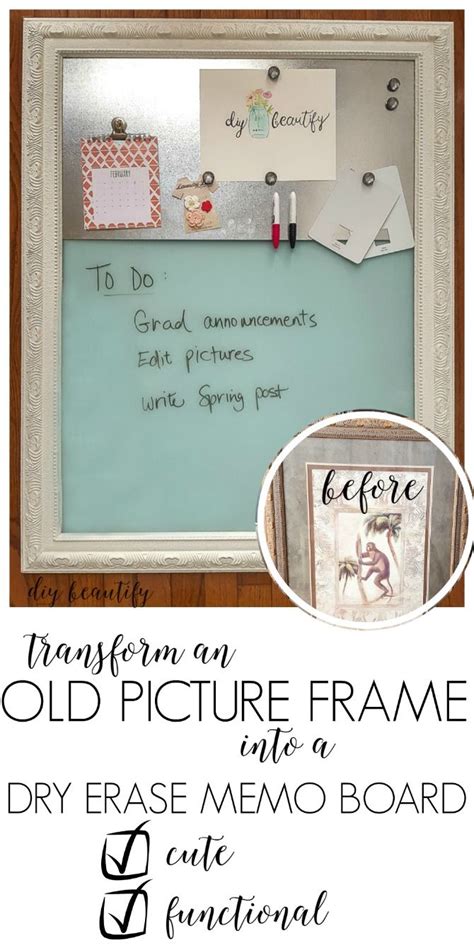 Trim head screws about every 8 in. Dry Erase Magnetic Memo Board from an old Picture | Diy ...