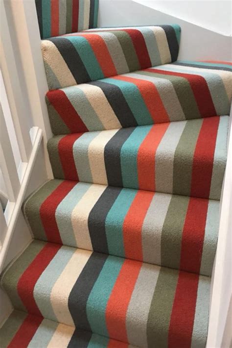 The first step in cleaning the carpet on the stairs is to use a brush that has stiff bristles. Margo Selby Stripe Frolic Minnis (1920) | Wool Carpet ...