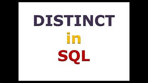 SQL Tutorial for Beginners - The DISTINCT Keyword - YouTube