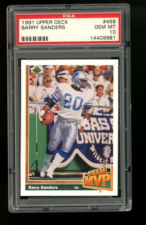 1989 score football #257 barry sanders rookie card rc graded bgs gem mint 9.5 #257. Auction Prices Realized Football Cards 1991 Upper Deck Barry Sanders