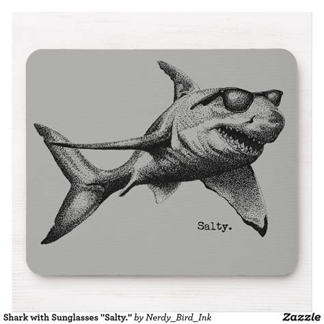 Free for commercial use high quality images. Shark with Sunglasses "Salty." Mouse Pad | Animal drawings, Drawings, Ink pen drawings