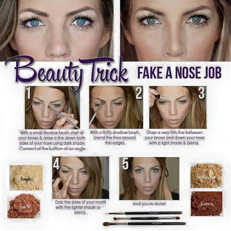 Contouring is a handy little makeup trick that can help you to create your perfect nose shape. Cute little trick | Nose job, Nose contouring, Makeup tips