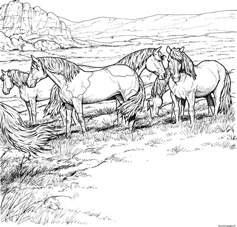 The best free, printable horse coloring pages! Herd Of Horses Coloring Pages Printable