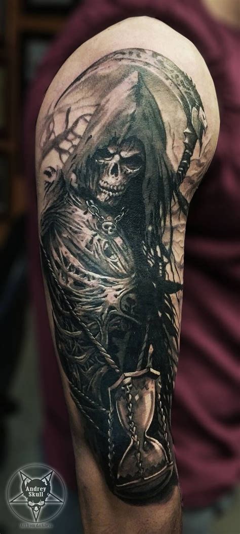 You can ink anything in this area, from huge dragon tattoos to smaller single strip tattoos. AndreySkull (Andrey Skull) | DeviantArt | Skull sleeve tattoos, Reaper tattoo, Evil tattoos