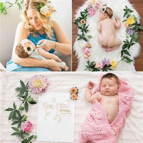 Photo frame with floral ribbons. Flower Crown Newborn Photo Shoot | POPSUGAR Moms