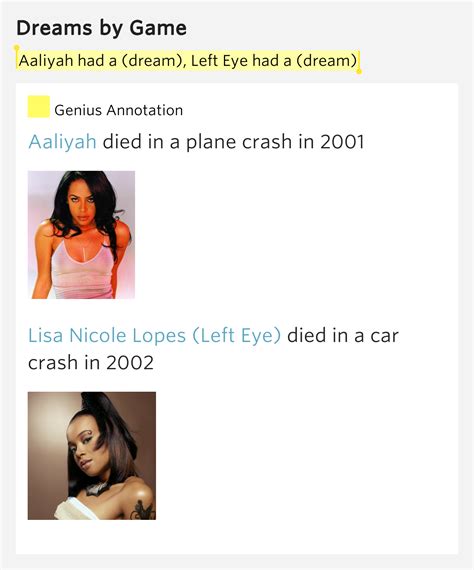 Cnn's john zarrella reports (august 31). Aaliyah had a (dream), Left Eye had a (dream) - Dreams by Game