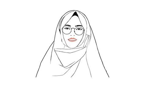 Make up banner wanita menarik sketsa desain hitam putih vektor. Gambar Kartun Wanita Berjilbab Hitam Putih