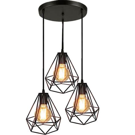 ► création d'un lustre vintage en bois de palette. Rétro Style Industriel 3 Luminaire Lampe Suspendue Noir ...