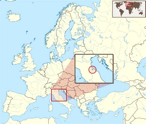 San marino is marked in red on this outline map of europe. Detailed location map of San Marino | San Marino | Europe ...