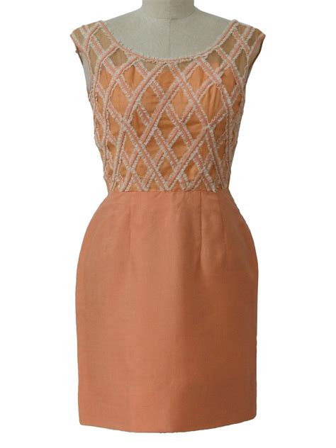 Retro 1960's Mini Dress (Missing Label) : 60s or Early 70s -Missing Label- Womens peachy pink ...