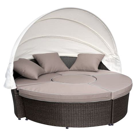 Natural bamboo can give any space a touch of tropical charm. Outdoor Jeco All-Weather Wicker Sectional Patio Daybed ...