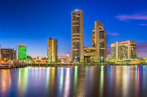 Explore corpus christi's sunrise and sunset, moonrise and moonset. Corpus Christi Texas Usa Skyline On The Bay Stock Photo ...