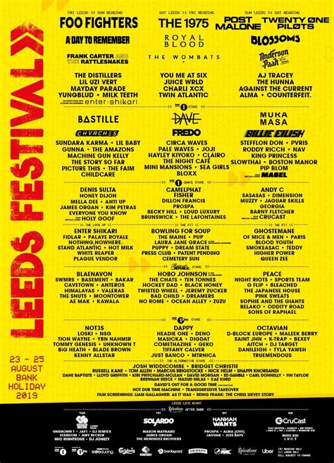 Same date that the tickets do. Leeds Festival Line up 2019