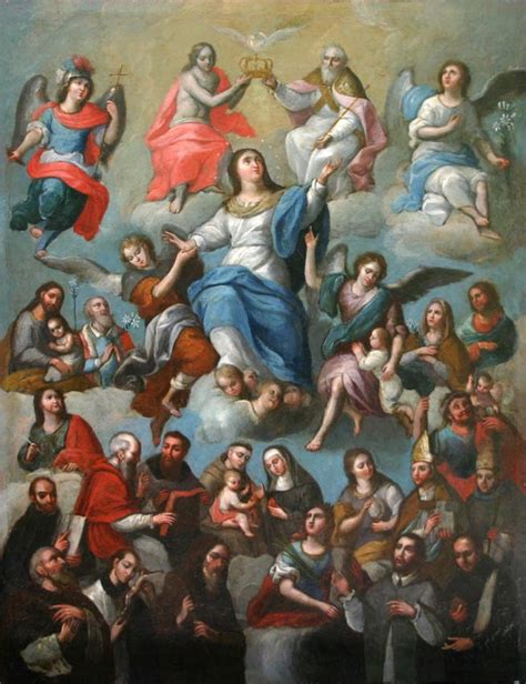 La pintura fue realizado en 1655, en óleo sobre lienzo, y muestra a la virgen y a su madre en el momento que esta le está enseñando a leer. Asunción y coronación de la Virgen María de Anónimo en ...