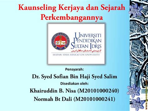 Dr sidek mohd noah created date: Sejarah kaunseling kerjaya