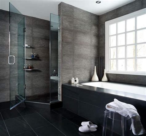 Use a glass divider to make a large space in the bathroom. 15 Stunning Masculine Bathroom Design Ideas