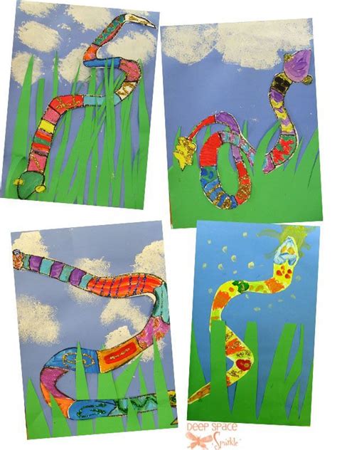 Start the lesson by finding out what the students already know about snakes. Snakes in the Grass | School kunstprojecten, Kleuterschool kunst, Eerste leerjaar kunst