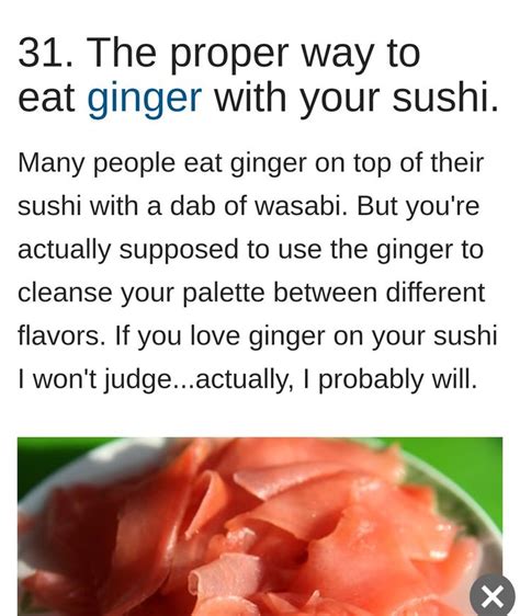 It is covered with a brownish skin that may either be thick or thin, depending upon whether the plant was harvested when. Eating ginger and sushi | How to eat ginger, Food recipes ...