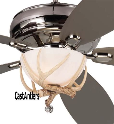 52" Embassy Polished Nickel Antler Ceiling Fan | Rustic ...