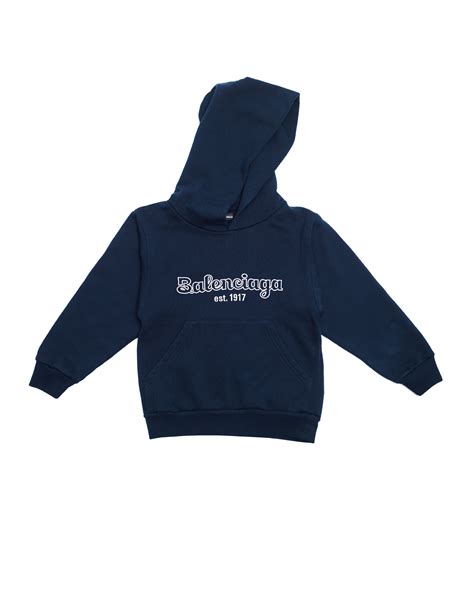 Buy Balenciaga Kids women navy blue cotton hoodie for $315 online on 