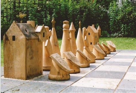 Chess pieces, carved wooden chess pieces. medieval theme , outdoor chess set , chess sets, www ...